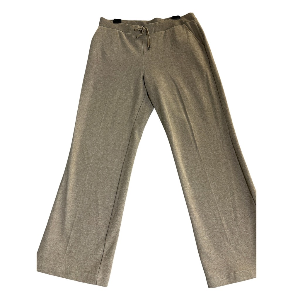 Lauren Ralph Lauren Brown Knit Wide Leg Lounge Pants Drawstring Cotton Blend L